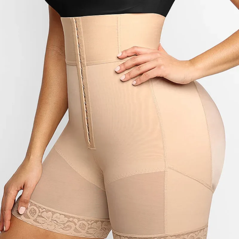 Customizable Girdle Waist Trainer Double Compression BBL Shorts Tummy Control with Hip Dip Pads Sheath Slimming Flat Stomach