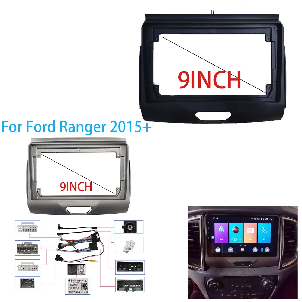 2Din Car Radio Fascia For Ford Ranger 2015+ DVD Stereo Frame Plate Adapter Mounting Dash Installation Bezel MP5 Panel Trim Kit