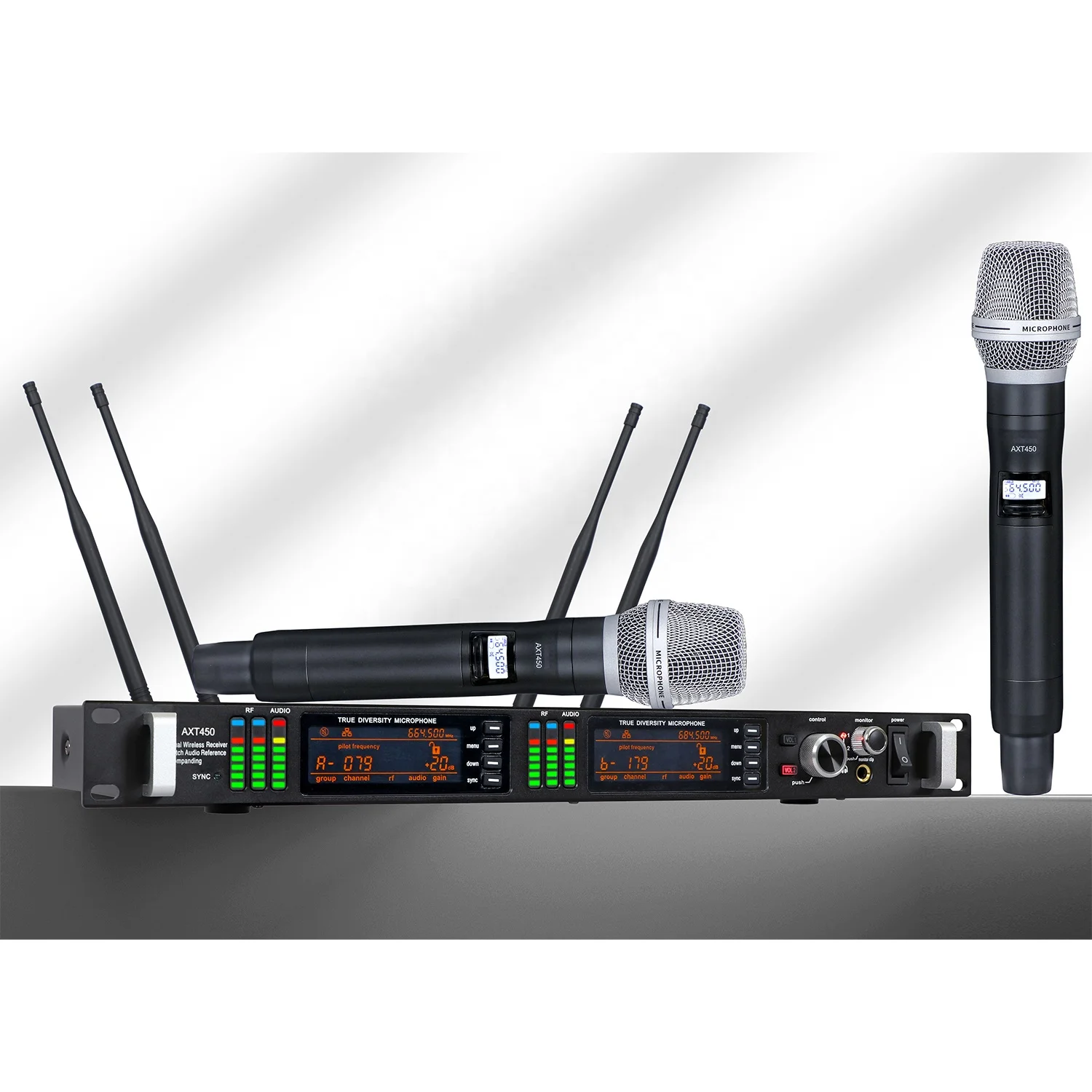 

AXT450 Professional True Diversity Two Channel Wireless Microphone Stage Performance Home KTV Bar Karaoke Microphone