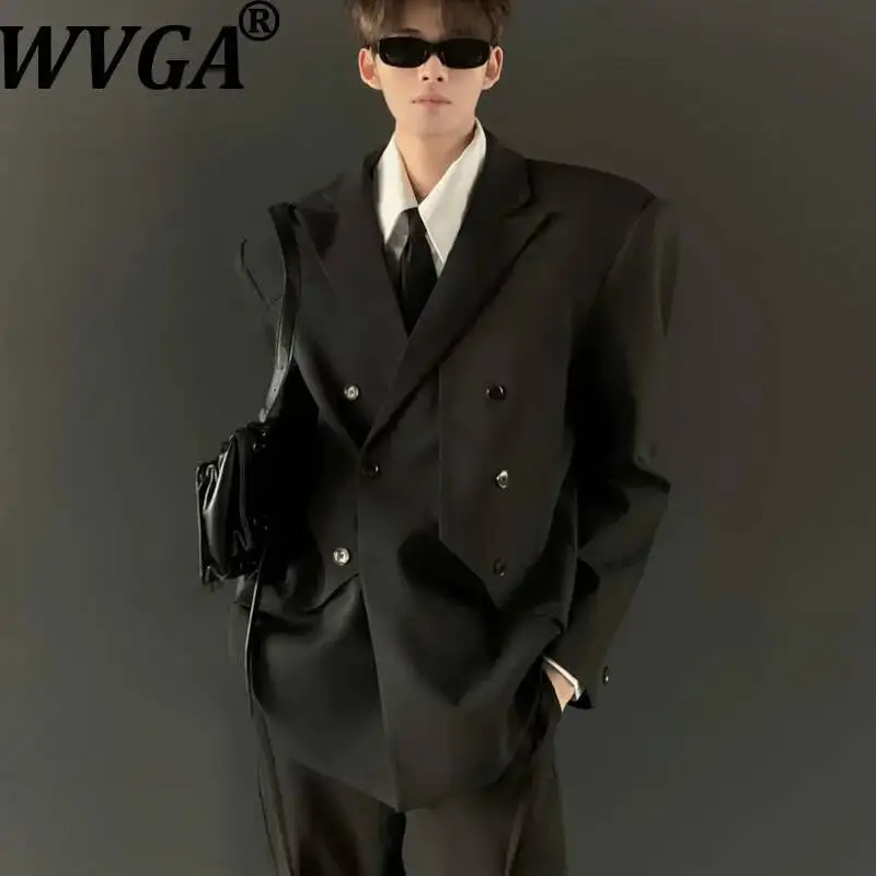

WVGA Spring Autumn New Men Layered Metal Shoulder Padded Trendy Jacket Loose High-End Design Niche Chic Casual Blazer Ins W25384