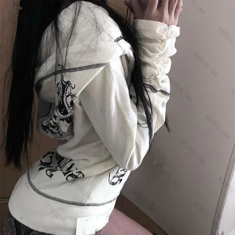 Neue Subkultur Y2k Gothic High Street Vintage Stil Reißverschluss Hoodie Herbst Punk Hip-Hop Harajuku Bequemer vielseitiger dünner Hoodie