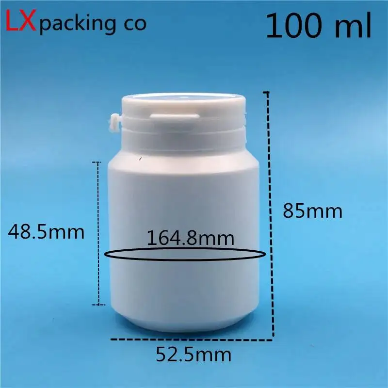 50 PZ 30 ML 60 ML 100 ML Bottiglia Vuota di Plastica Bianca Pillola a Prova di Pilfer Contenitore di Polvere Allentata Vaso di Imballaggio Cosmetico