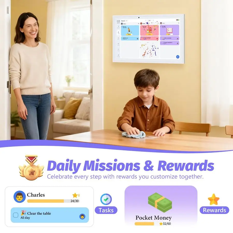 15,6 inch digitale kalender, elektronische kalenderklusjesschema, slimme kalenders muur 1920 1080 Full HD interactief IPS touchscreen