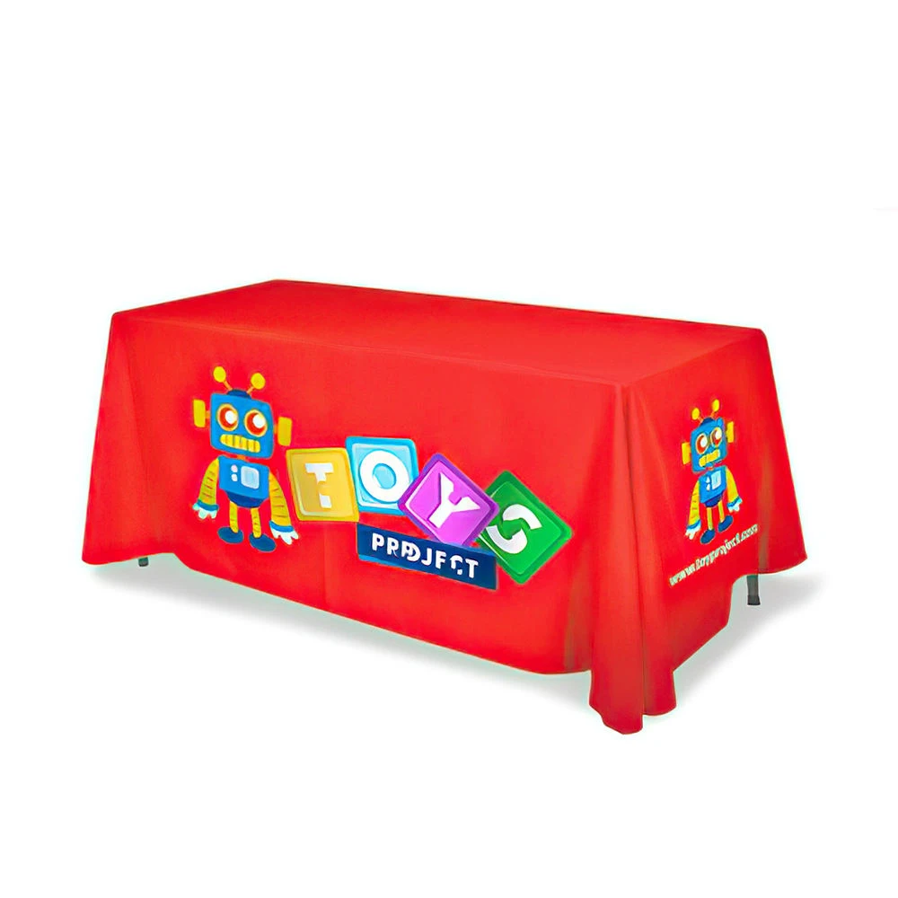 Polyester Table Cloth Custom Waterproof Fitted Stretch Fabric Printed Logo Table Cover