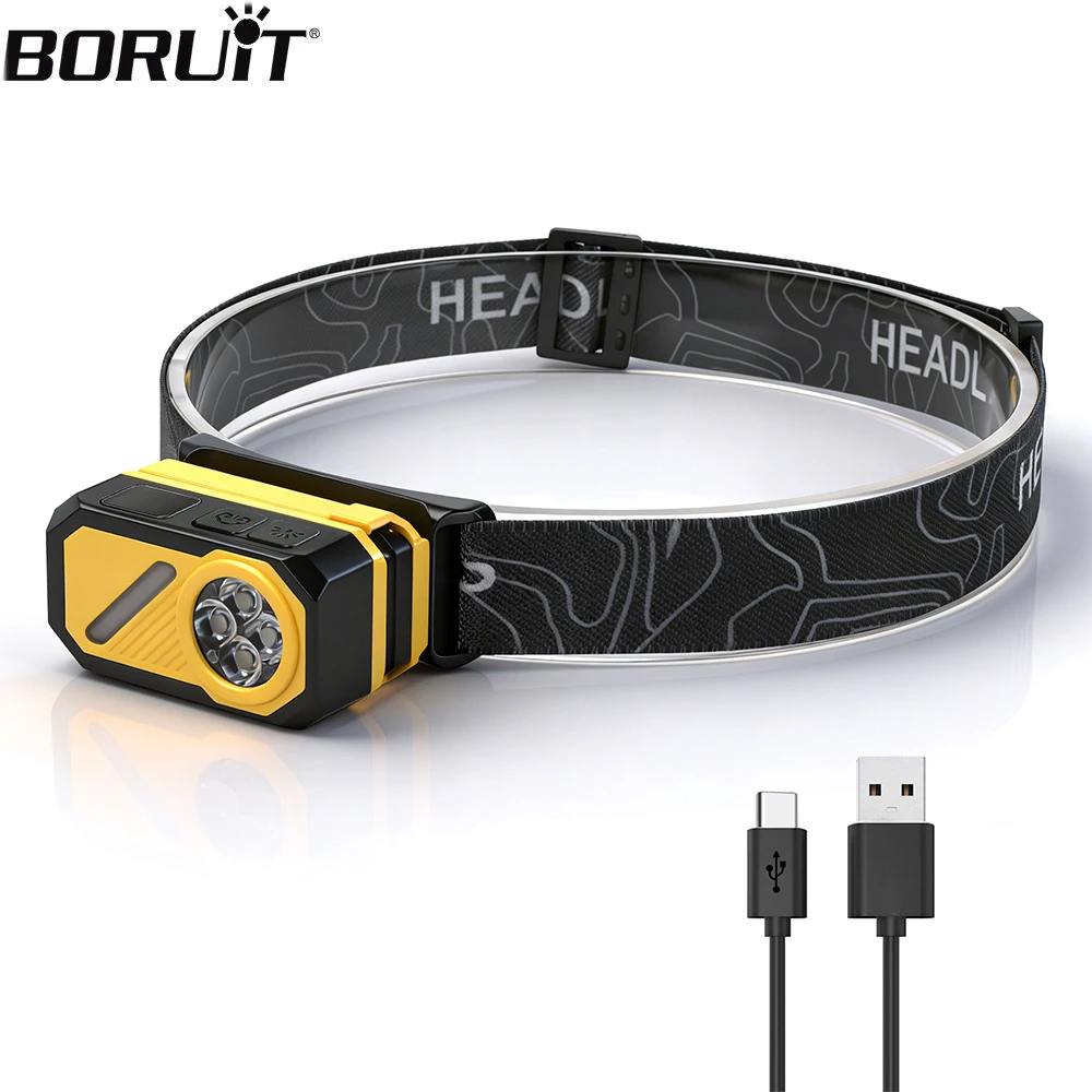 lanterna-de-cabeca-com-sensor-de-movimento-boruit-leve-recarregavel-via-usb-c-led-5-modos-bateria-integrada-ideal-para-camping-e-pesca