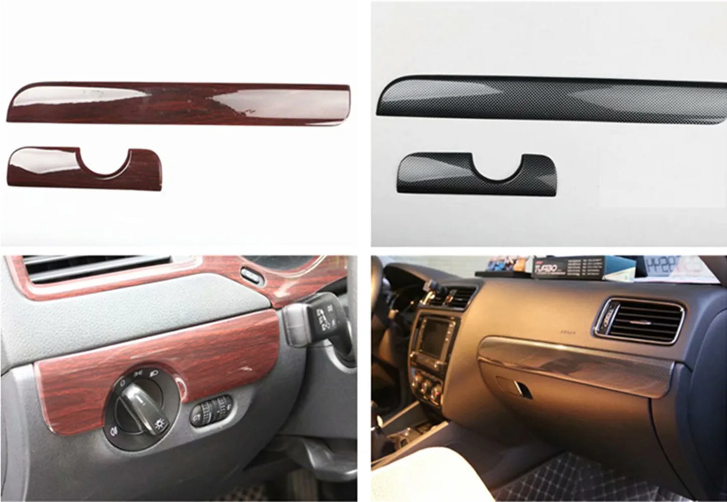 2pcs/lot Car stickers ABS carbon fiber grain Passenger side dashboard decoration cover  for Volkswagen vw 2012-2014 Jetta 6 MK6