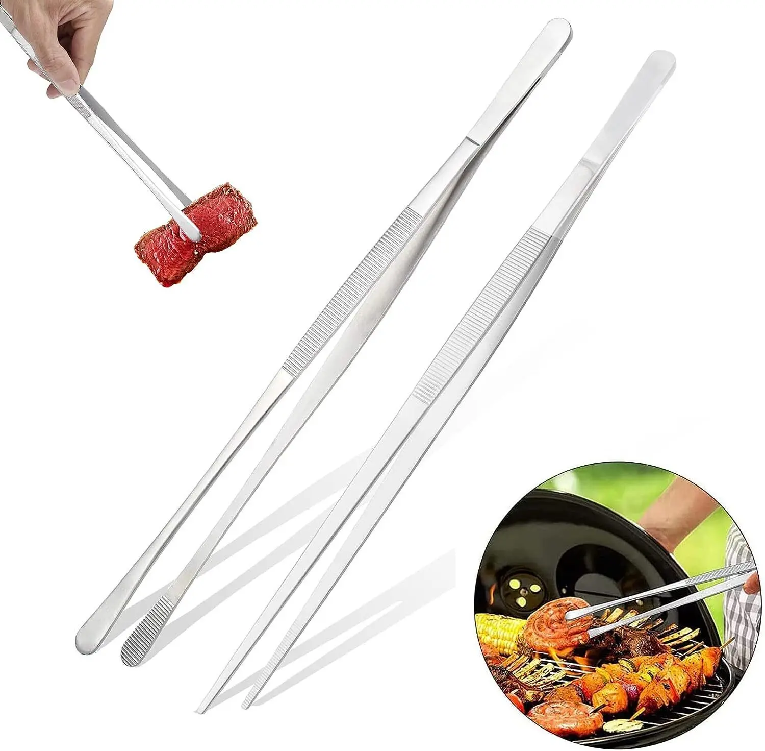 Stainless steel cooking tweezers long large grill meat kitchen tweezers tongs