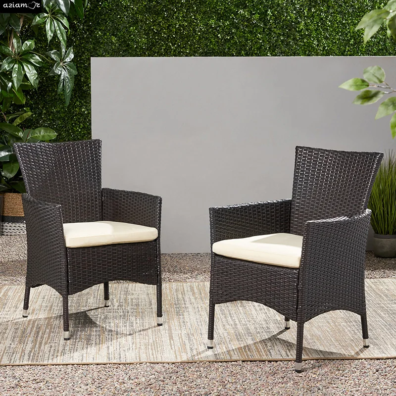 Clementine Outdoor Multibrown PE Wicker Dining Chairs (Set of 2)