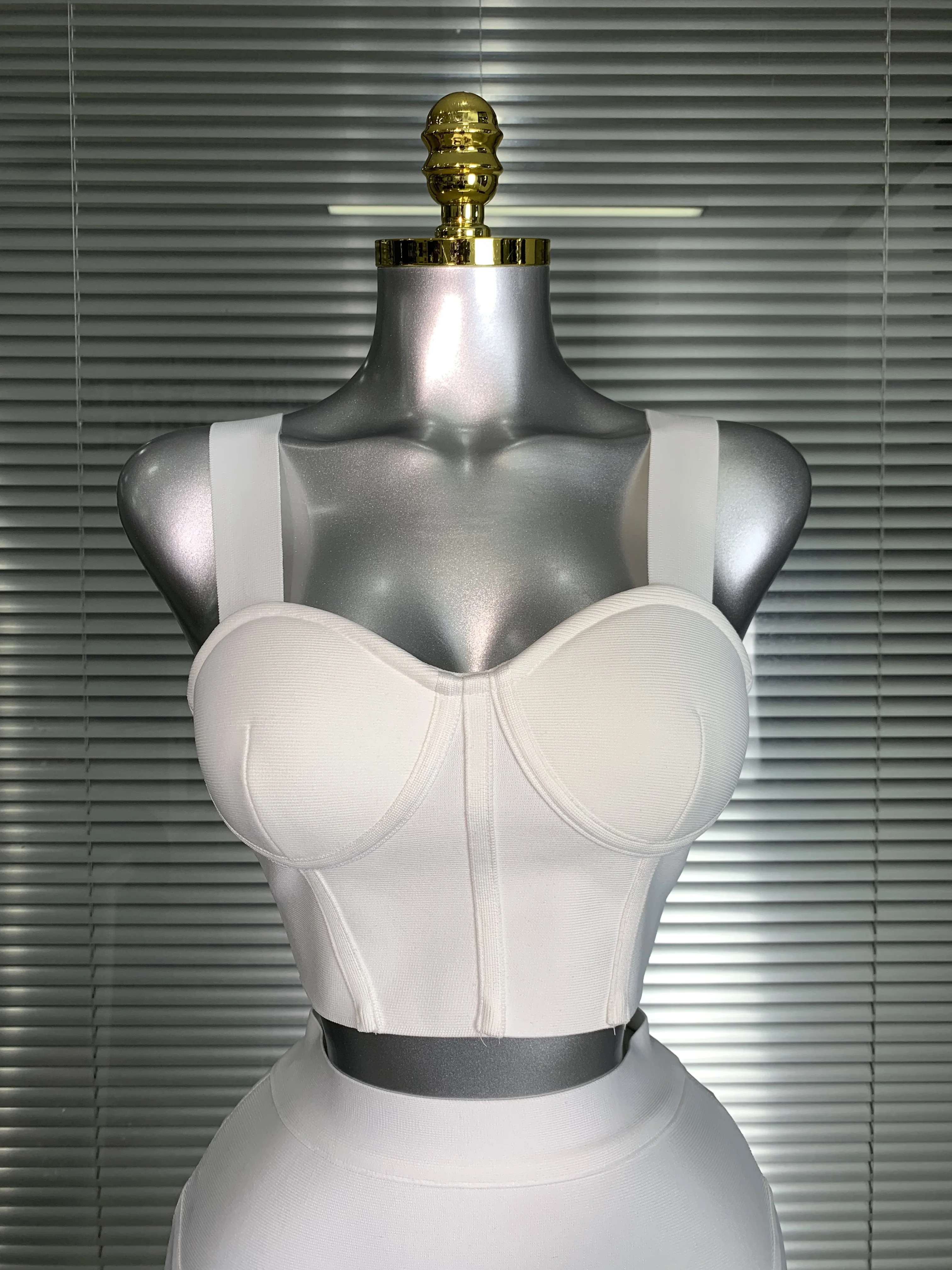 Summer New 2025 Women Sexy White Black Mini Bandage Two Piece Set Celebrity Stretch Knitted Evening Party Skirt Suits