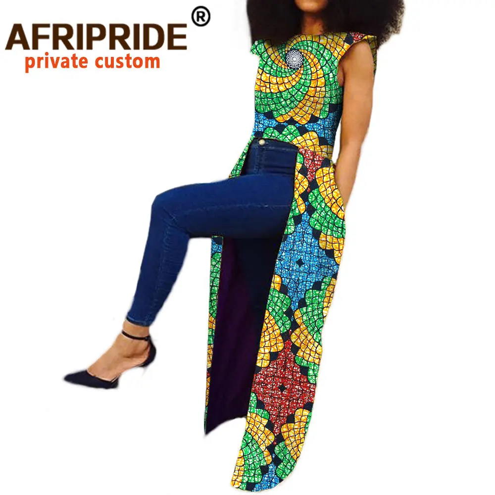 2024 African Clothes for Women Private Custom Sleeveless Long Back Coat Ankle Length Pure Wax Cotton Plus Size A722411