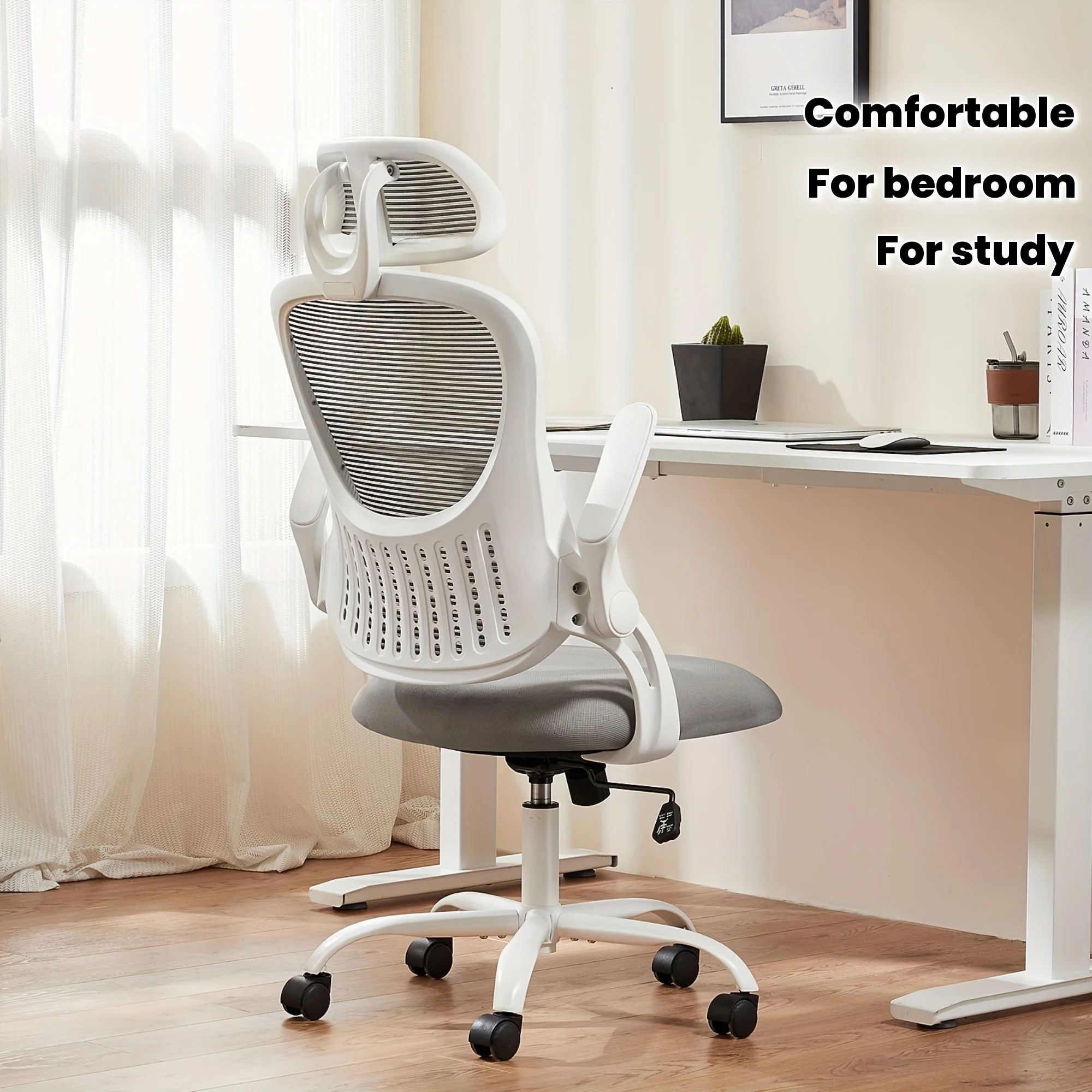 Home Office Desk Chair, Ergonomic High-Back Mesh Rolling Work Computer Chairs with Wheels and Adjustable Headrests