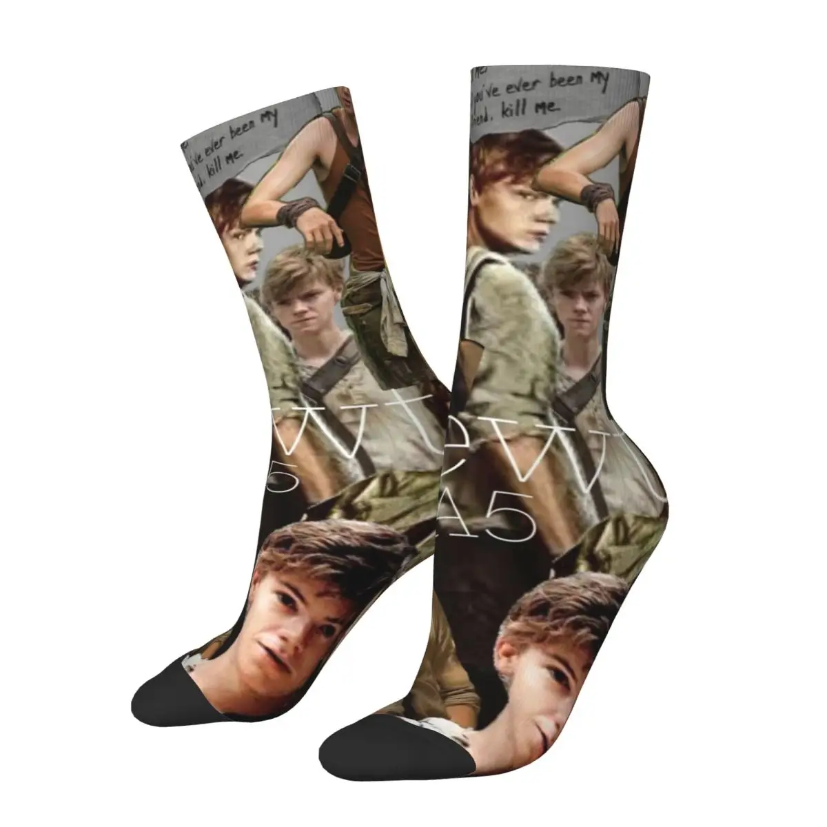 Colorful The Maze Runner Tv Show Sports Socks Newt X Thomas Polyester Middle Tube Socks for Women Men