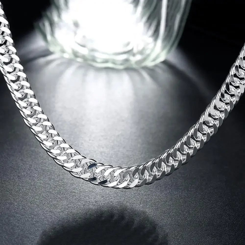 925 Sterling Silver Classic Chain Bracelet Necklace Set