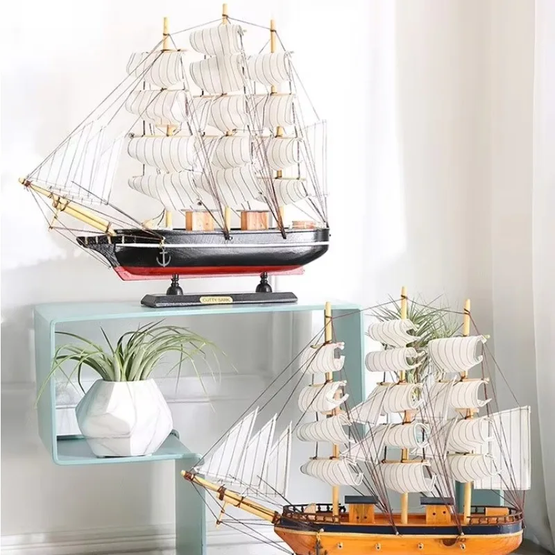 Nordic Wooden Sailboat Model Creative Decorations Desktop Home Decor