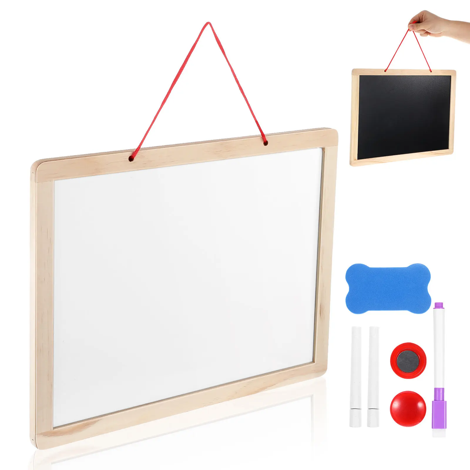 Magnetic Small Wooden Blackboard Hanging Chalkboard Sign for Milk Tea Coffee Shops Kitchen Menu Drawing Writing Message Board
