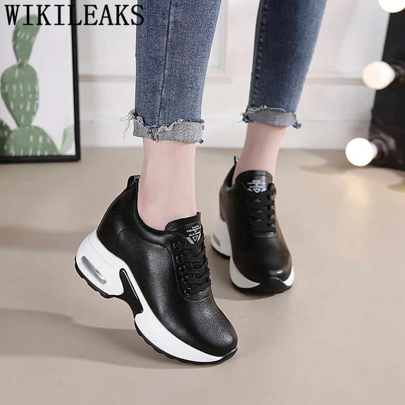 Platform Sneakers Women Genuine Leather Shoes Women Elevator Shoes Increase Within Wedges Sneakers For Women Casual Shoes Tenis