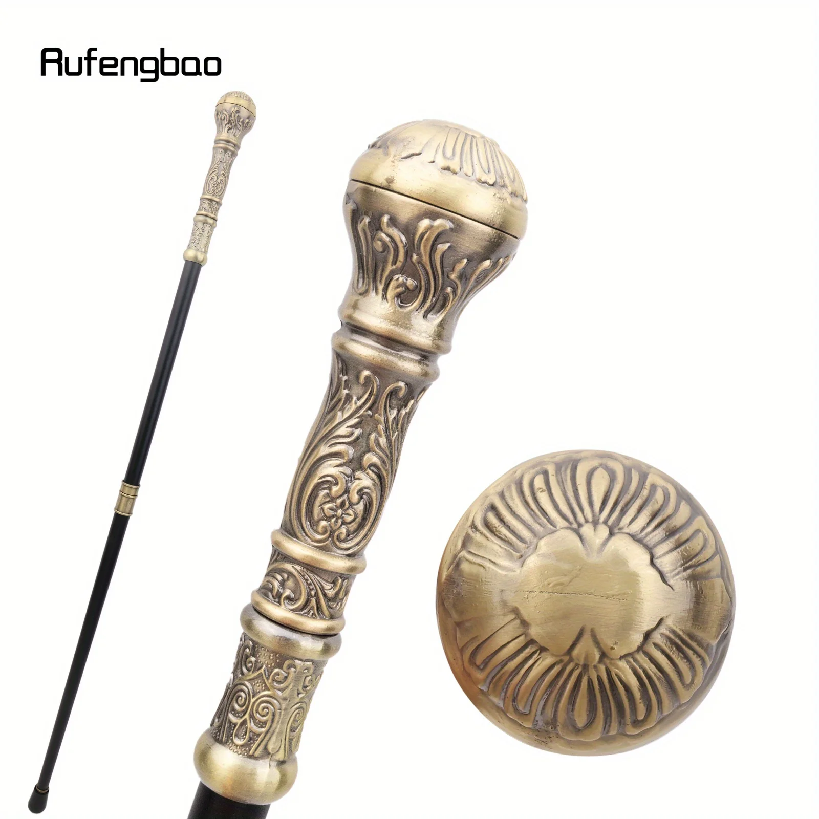 Bronzen Bloem Luxe Ronde Handvat Mode Stok Party Decoratieve Riet Elegante Crosier Knop Stok Prestaties Podium Riet 93cm