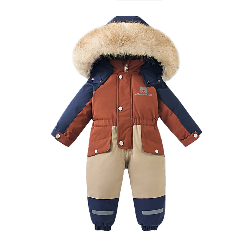 Winter-Baby-Overall, warm, dick, für Jungen, Skianzug, plus Samt, Kinderkleidung, winddicht, Kinder-Schneebekleidung, 1–5 Jahre – Detail 2