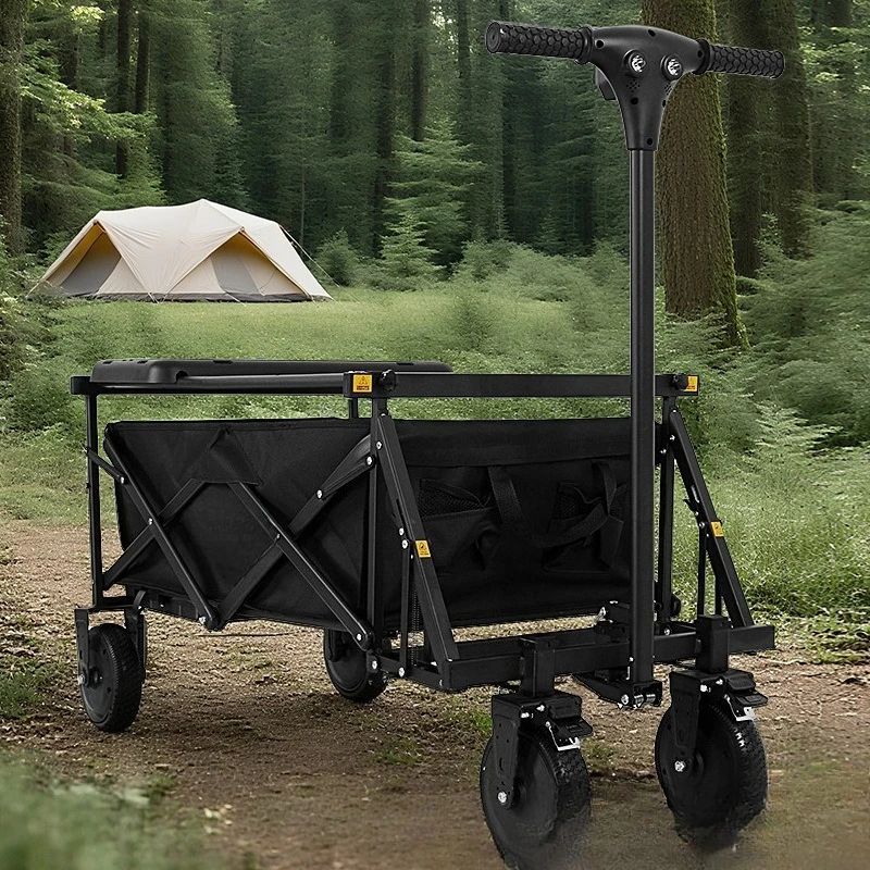 

Electric camper outdoor folding camper picnic travel trolley, large size stall trailer courier cart
