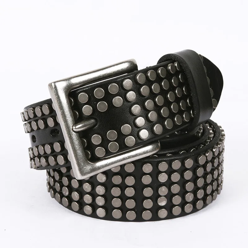 Heren Casual Designer Studs Riemen Originele Leren Klinknagels Riem Pin Gesp Strapon Punk Rock Persoonlijkheid Tailleband Cool Leash