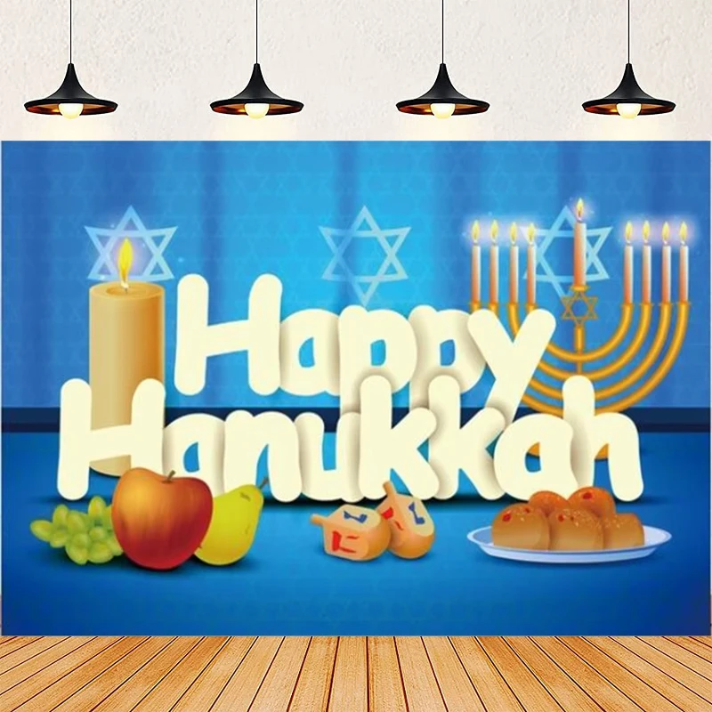 Photography Backdrop Jewish Rosh Hanukkah Photocall Candlestick Bread Party Decor Photographic Background Banner Photo Studio