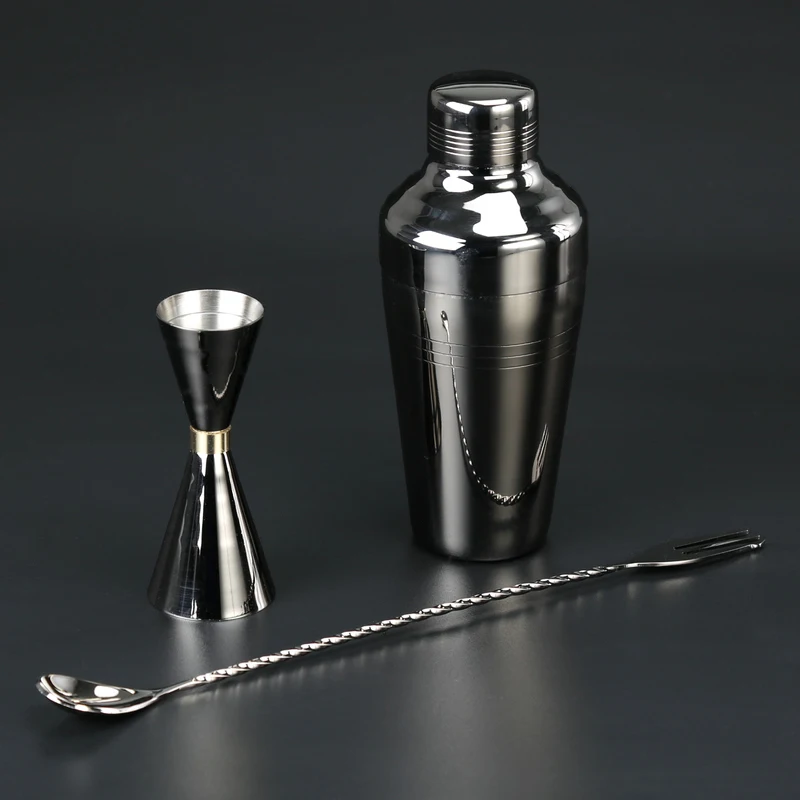 Cocktail Shaker Bar Set Copper Plated Shaker Barware Set - 3 Pieces Bartender Kit Includes shaker (510ml), Jigger & Spoon