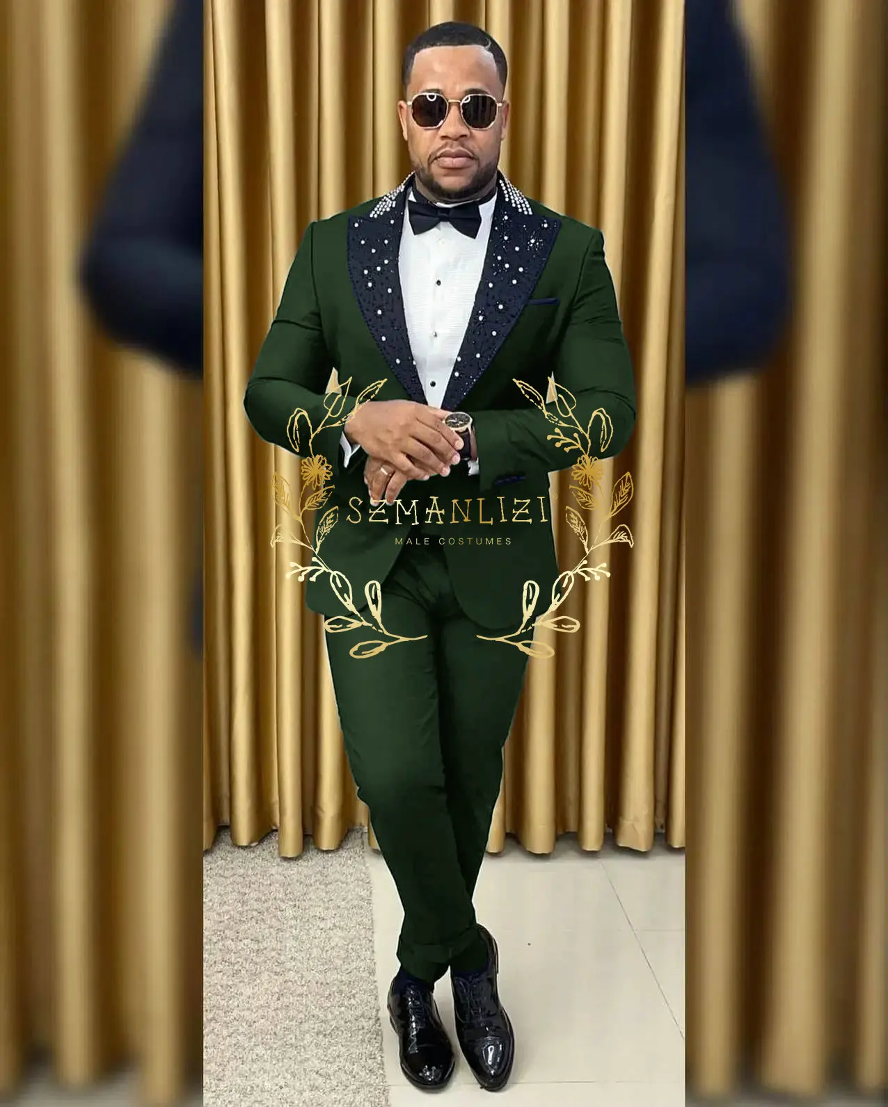 Abiti da sposa di lusso per uomo Smoking da sposo Abiti fatti a mano con risvolto in rilievo nero Set formale Prom Party 2 pezzi Abito 2025