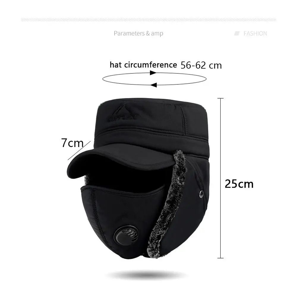 Warm Windproof Winter Men Bomber Hat Winter Ski Mask Cotton Fur Earflap Hat Sports Outdoors Earflaps Caps view 5