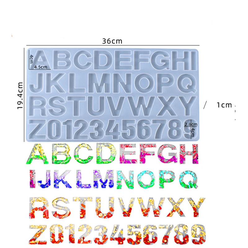 DIY Alphabet Epoxy Resin Silicone Mold for Letter Number Pendant Keychain & Earring Jewelry Crafts Casting Mold