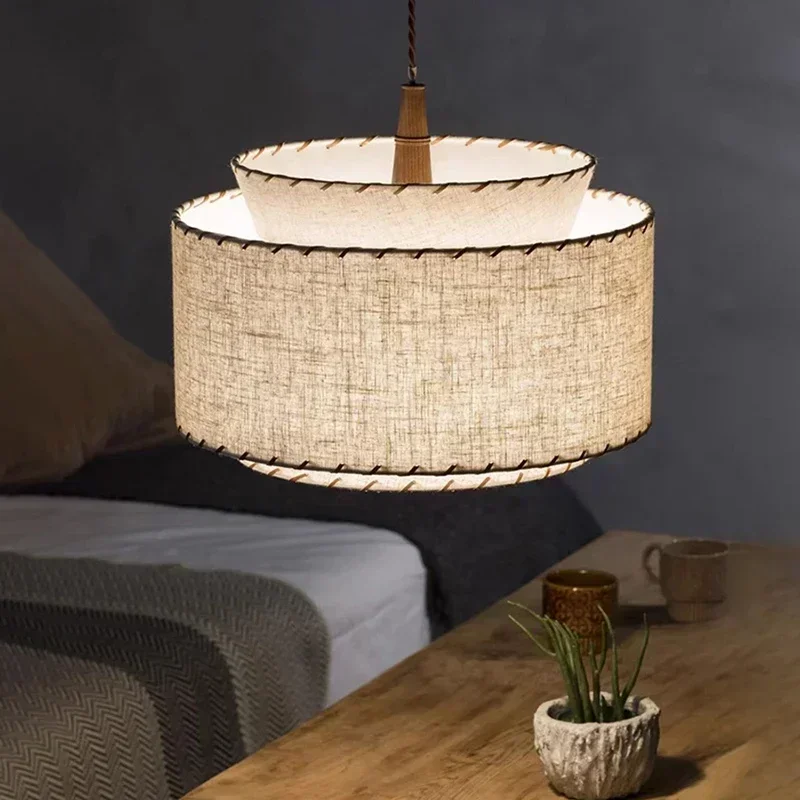 

Nordic Minimalism Fabric Chandelier Lighting Living Dining Bedroom Retro Decoration Pendant Lights Indoor Suspend Lamp Luminaire