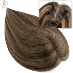 TESS Hair Toppers 8x10cm Hand Made Women Topper Natural Hair Wigs Hair Clip In Human Hair Extensions Single Knot Lace Hairpiece