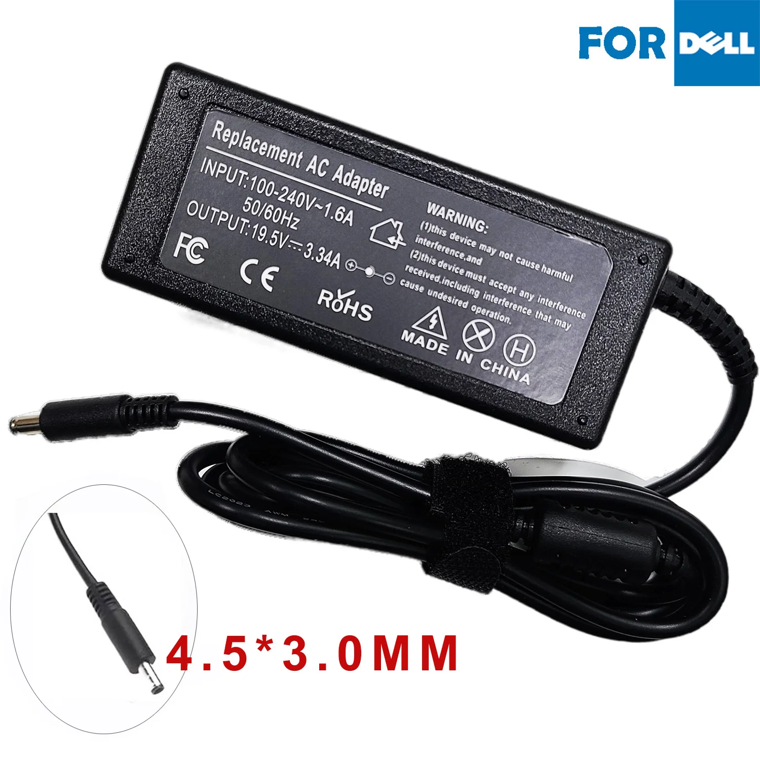 

19.5V 3.34A 65W 0MGJN9 4.5/3.0mm AC Adapter Power Charger for DELL Inspiron 11 3147 3148 13 7348 7347 14 7437 XPS 13 9333 9344