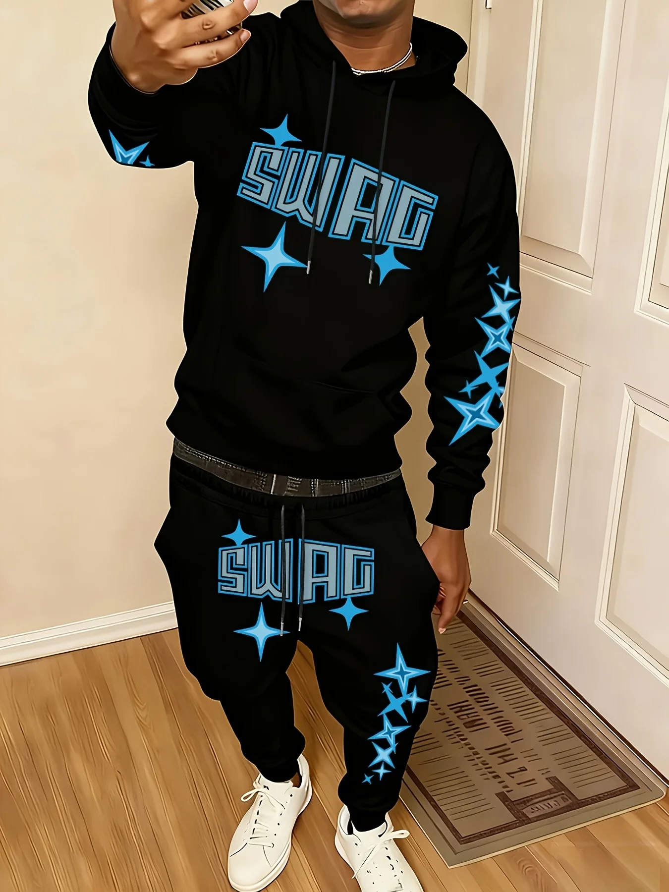 Conjunto de Sudadera con Capucha para Hombre Otoño/Invierno 2026 - Cómodo y Suave con Estampado de Letras - Ropa Urbana Retro Informal para Hombre