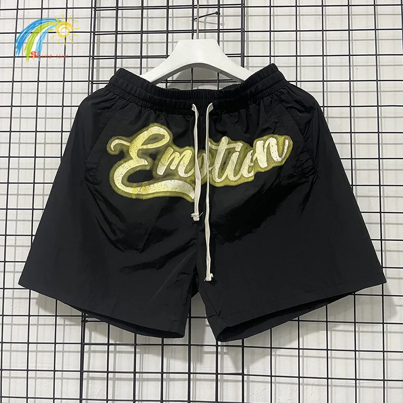 

Летние быстросохнущие пляжные бриджи для бега на шнурке для мужчин и женщин, классические желтые шорты с буквенным принтом и логотипом, смешанные шорты с биркой