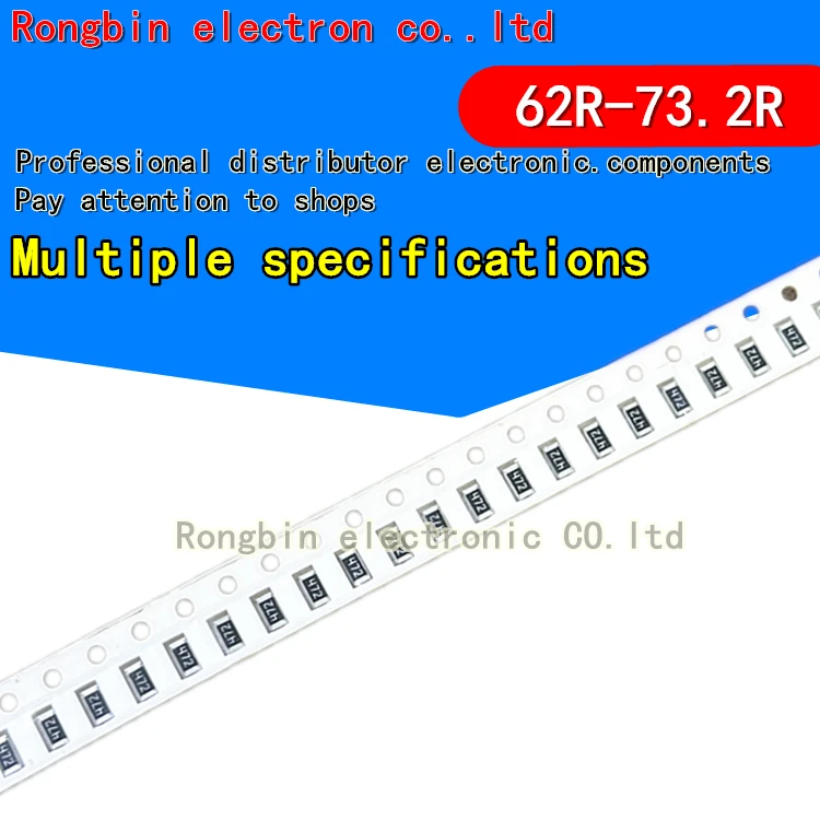 

100PCS 1206 SMD resistor 1% 1/2W 62R 63.4R 64.9R 66.5R 68R 69.8R 71.5R 73.2R