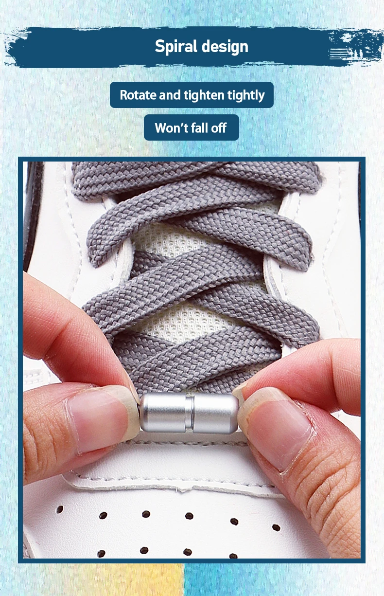 Automatische Schnürsenkel ohne Binden mit drehbarer Schnalle für Freizeitschuhe, flache Schnürsenkel für Erwachsene und Kinder, einfache Schnürsenkel für Sneaker. – Detail 6
