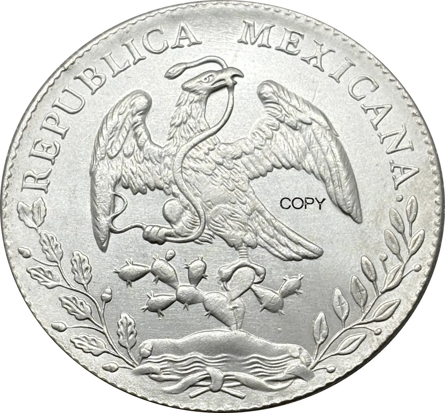 Mexico 1882 MH 8 Reales Republic Mexicana Silver Plated Copy Commemorative Coin Ww2 Moneda Collectible Coins