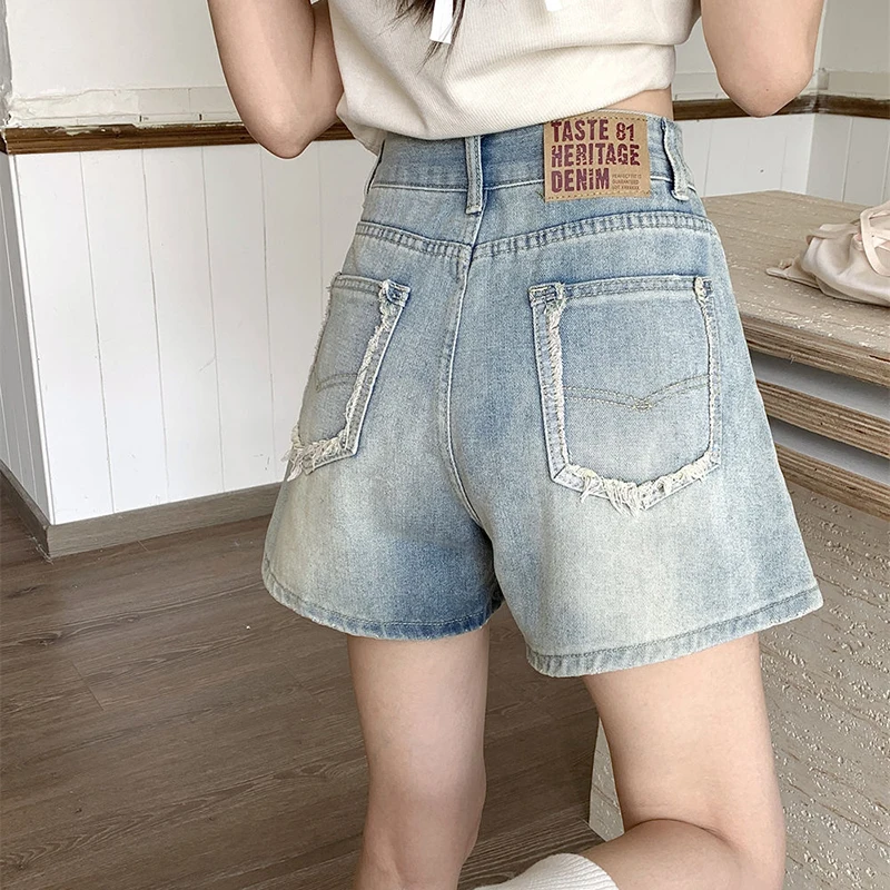 Rimocy Summer Denim Shorts Women Korean Fashion Plus Size High Waist Short Jeans Female Casual Street Wide Leg Short Pants Mujer