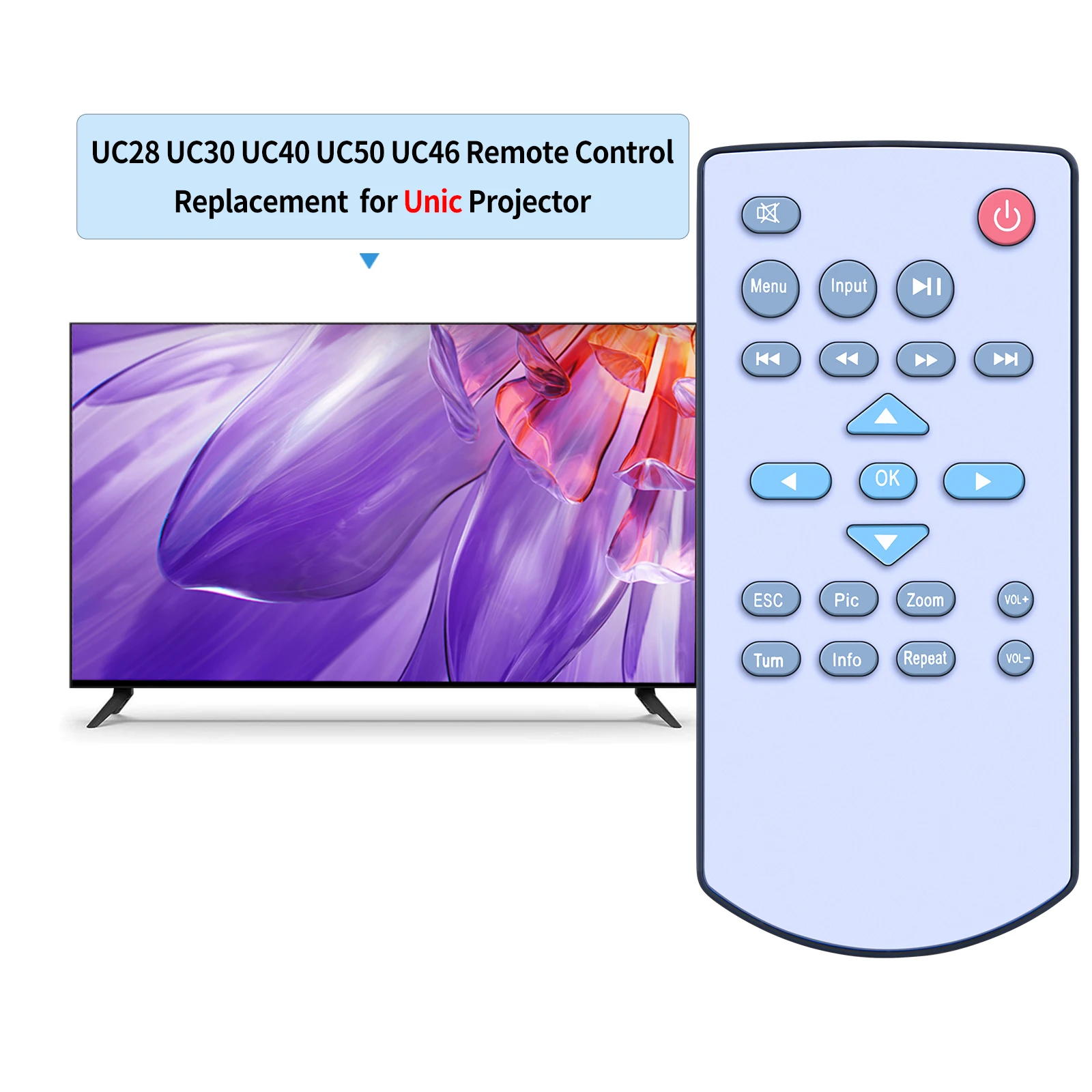 Hot sale remote controller is suitable for UNIC projector UC28 UC30 UC40 UC50 UC46 UC80