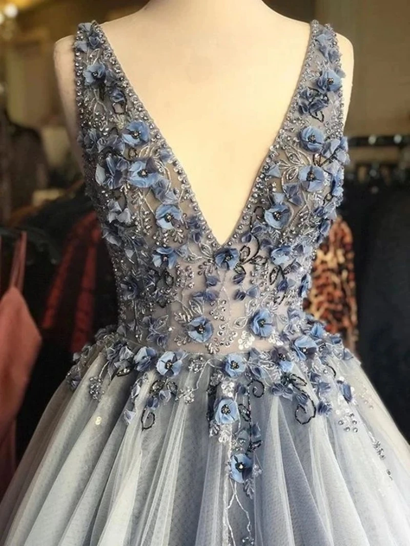 AA-G28 Customized Luxury Arabic Formal Occasion Dresses V Neck Floral A Line Long Women Saudi Party Dress Evening Vestidos Prom