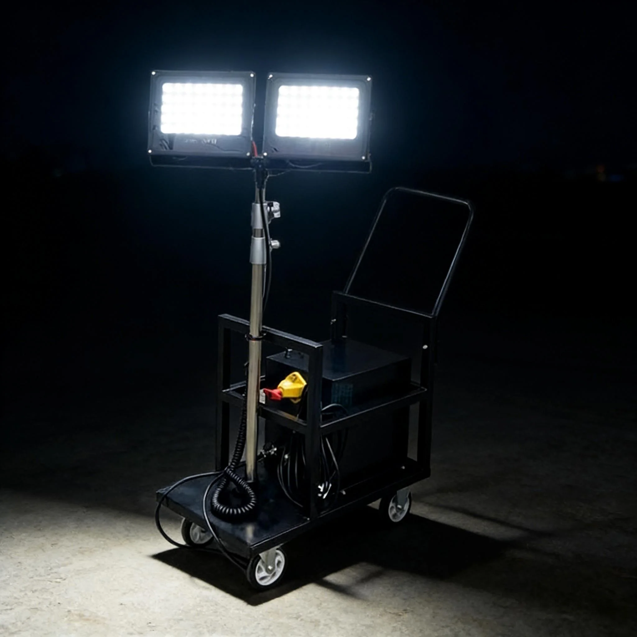 Heavy-Duty Adjustable Height Work Light Tower  Versatile Outdoor Job Site Lighting
