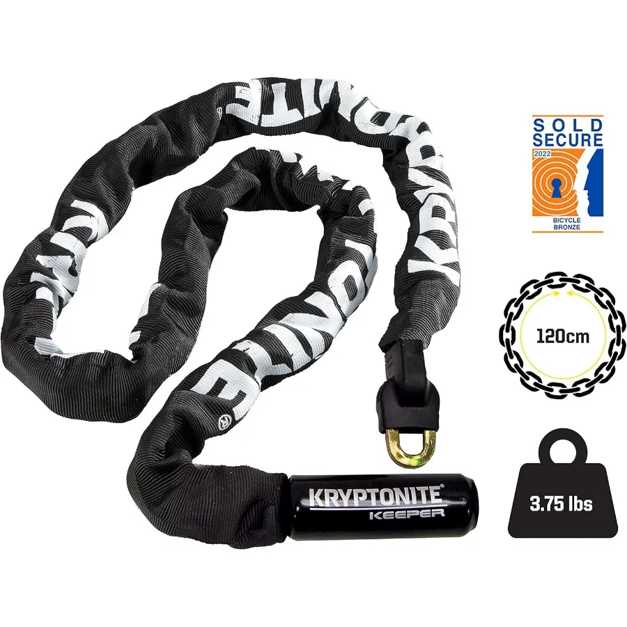 قفل سلسلة الدراجة 712 بطول 4 أقدام سلسلة أمان مضادة للسرقة شديدة التحمل للدراجات النارية والدراجات البخارية والأبواب والأسوار باللون الأسود