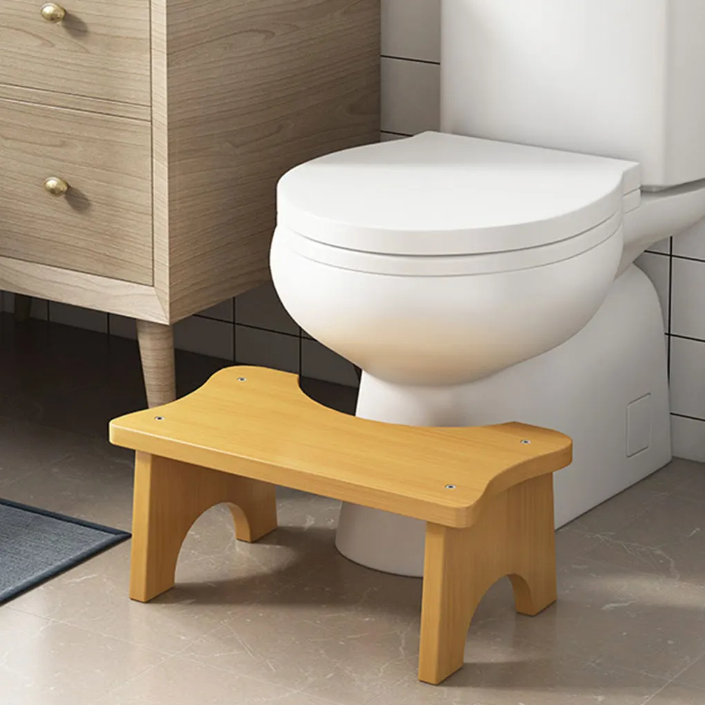 Bamboo Toilet Stool Bathroom Waterproof Non Slide Poop Seat Children Washroom Restroom Closestool Squat Bench Home Log Footstool