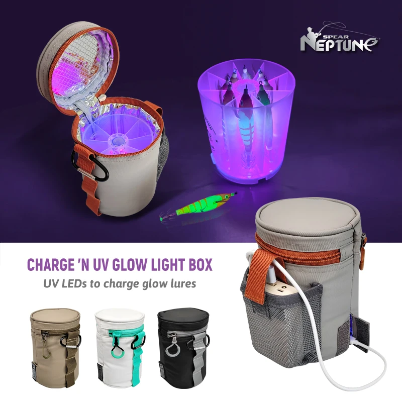 New Fishing Bags with UV Glow Light Fill Light Box Squid Bait Egi Organizer Boxes Metal Jig Storage Case Hard Lure Tackle Bag