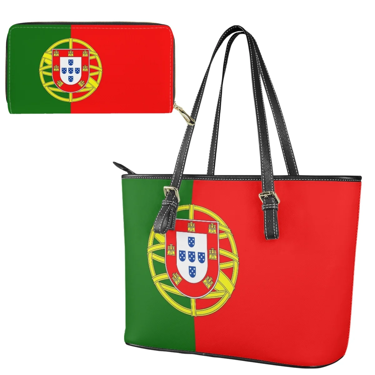 Portugal Country Flag Print Ladies Autumn Winter Saddle Bag Large Capacity Double Lightweight Handbag Soft Satchel Custom Image