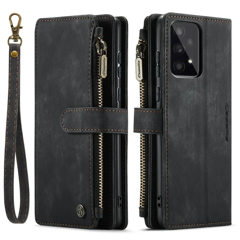 Business Flip Leather Case Voor Samsung Galaxy A56 A36 A16 A55 A35 A25 A15 A54 A34 A14 A53 A33 A13 A52 Rits Portemonnee Kaart Cover - afbeelding 1