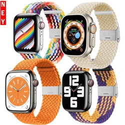 Braided Solo Loop For Apple watch ultra band 49mm 45mm-40-41mm-44mm Nylon Elastic bracelet iWatch series 9 8 se 6 7 5 4 3 strap