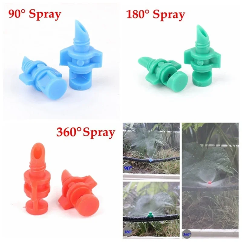 Aspersor de jardim atomizado, Miniature Garden Lawn Water Spray Nozzle, Usado para jardim de plantas e gramado, 90 180 360 graus