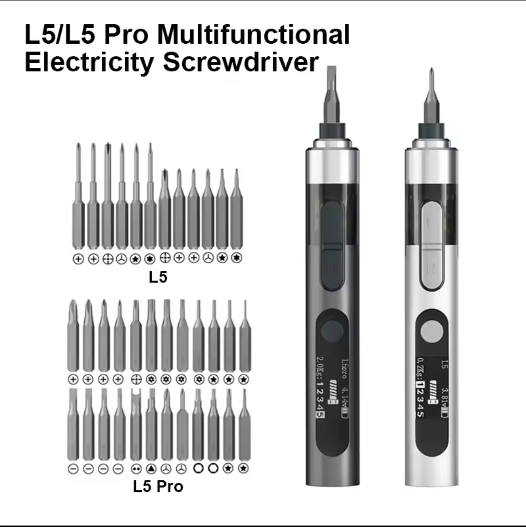 

MaAnt L5 L5 Pro Torgue Electric Screwdriveer Magnetic Screwdriver Bit Phone Watch Laptop Mini Repair Precision Screwdriver Set
