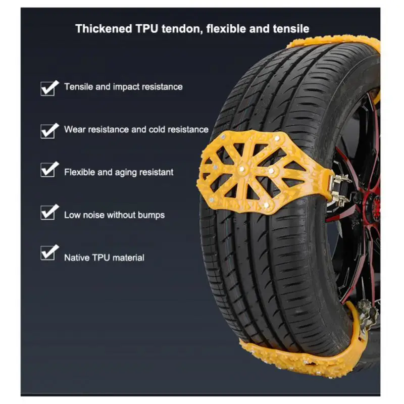 Car Tires Snow Bull Bar Anti-skid Chain Upgrade Gear Universal Paragraph Yellow Bike Chains Emergency Anti-skid Products